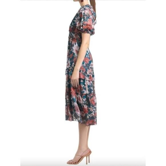 NWT SACHIN + BABI Dress Veronica Knee Length Teal Guava Blue Midi Casual 8 - Picture 2 of 11